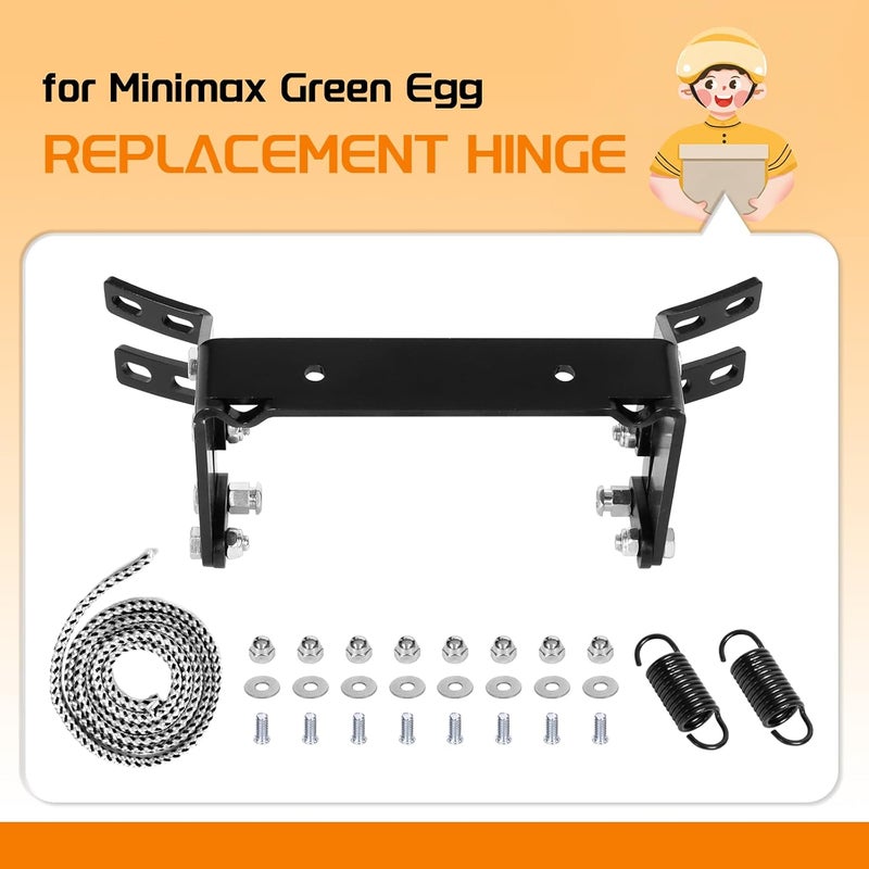 Vankey Replacement Hinge Assembly for Minimax Green Egg – Compact Powder Coated Steel Hinge with 304 Stainless Steel Spring, Heavy-Duty Hinges Hardware Kit for Portable Egg Grills (Minimax) - Image 5